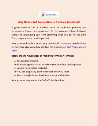 why online sat preparation in delhi are beneficial