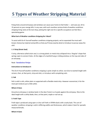 5 Types of Weather Stripping Material