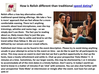 Relish Dating - Speed Dating - Matchmaking - Coaching