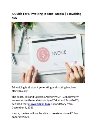 A Guide For E-invoicing in Saudi Arabia | E Invoicing KSA