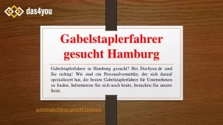 gabelstaplerfahrer gesucht hamburg