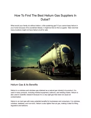 how to find the best helium gas suppliers in dubai