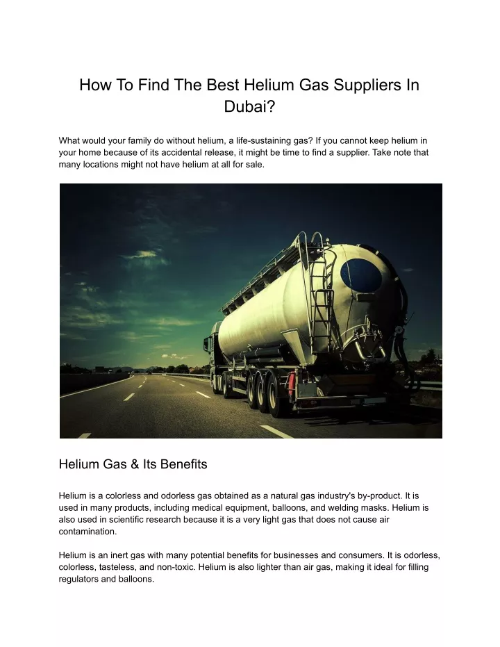 how to find the best helium gas suppliers in dubai