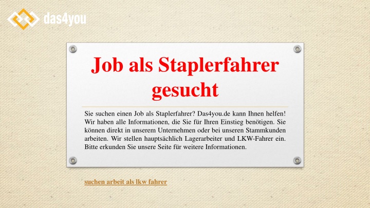 job als staplerfahrer gesucht