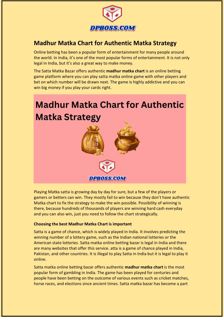 madhur matka chart for authentic matka strategy