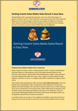getting instant satta matka satta result is easy