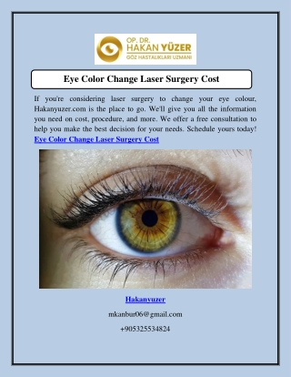 Eye Color Change Laser Surgery Cost  Hakanyuzer