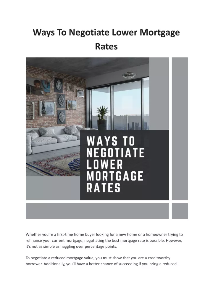ways to negotiate lower mortgage rates