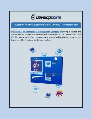 Trusted Nft Art Marketplace Development Company | Developcoins.com
