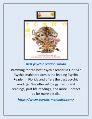 Best Psychic Reader Florida | Psychic-mahindra.com