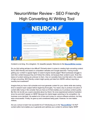 neuronwriter review seo friendly high converting