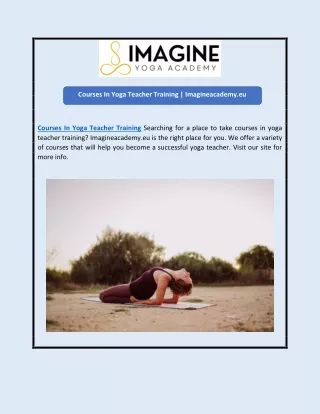 Courses In Yoga Teacher Training | Imagineacademy.eu