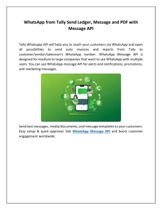 Whats app from Tally Send Ledger, Message and PDF with Message API