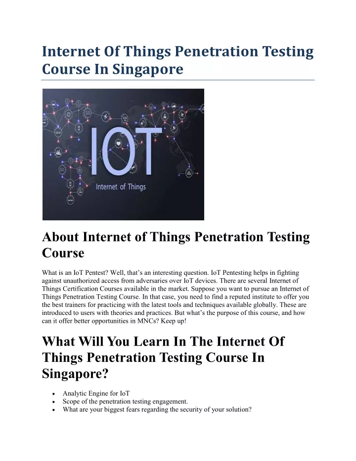 internet of things penetration testing course