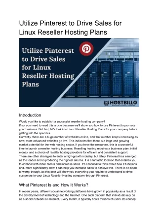 utilize pinterest to drive sales for linux