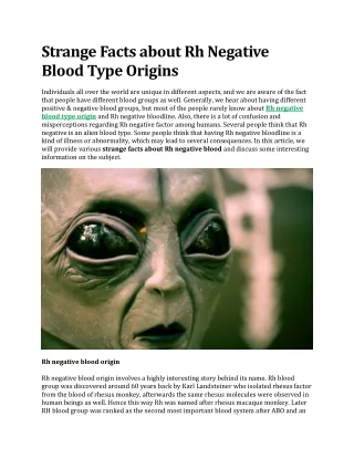 Strange Facts About Rh Negative Blood Type Origins