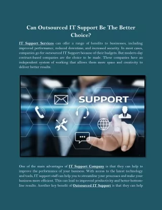 Can Outsourced IT Support Be The Better Choice