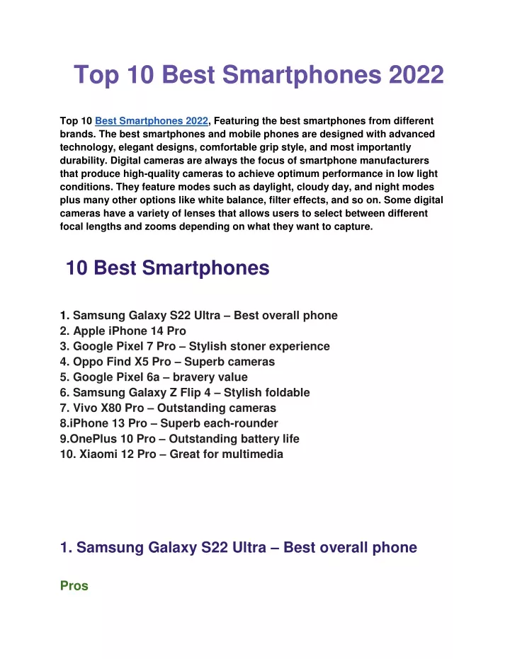 top 10 best smartphones 2022 top 10 best