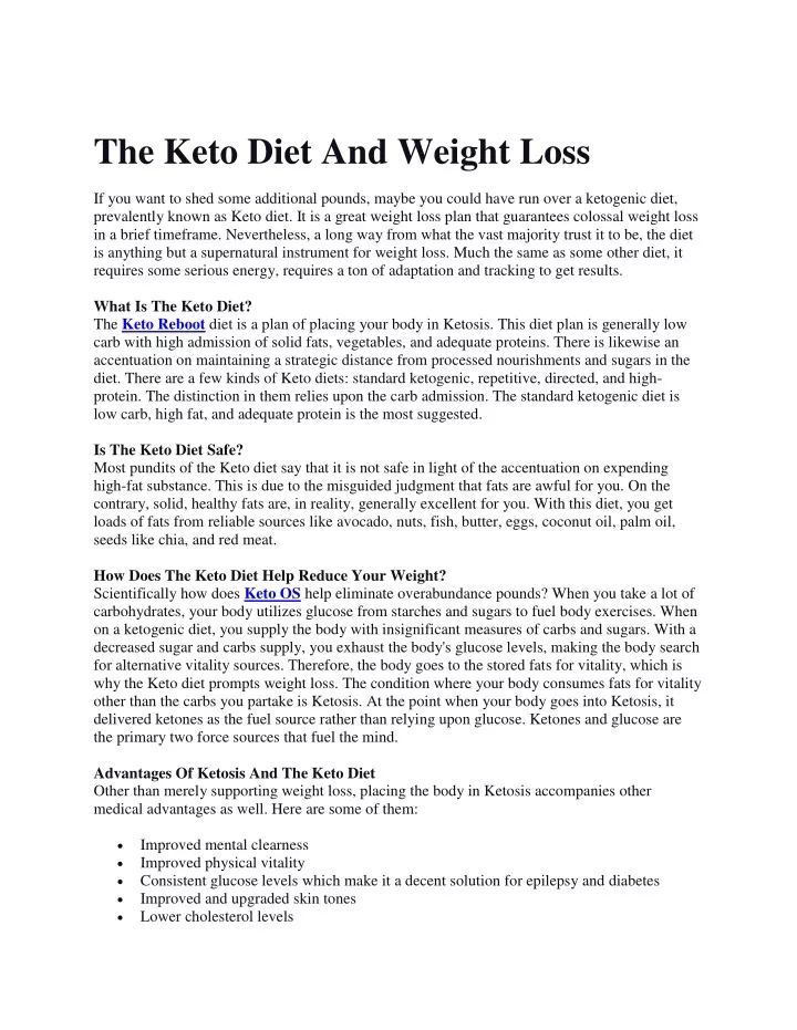 the keto diet and weight loss if you want to shed