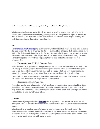 nutriments to avoid when using a ketogenic diet