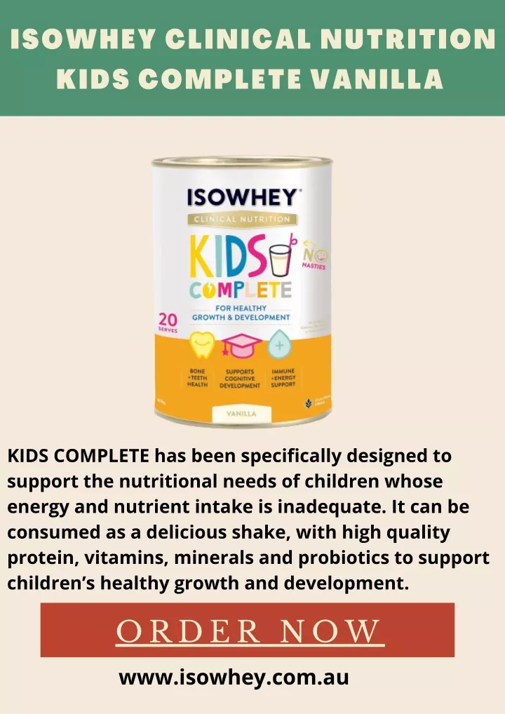 isowhey clinical nutrition kids complete vanilla