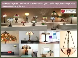 Browse our great selection of hand made art glass table lamps, floor lamps, lamp sets and hanging lamps.