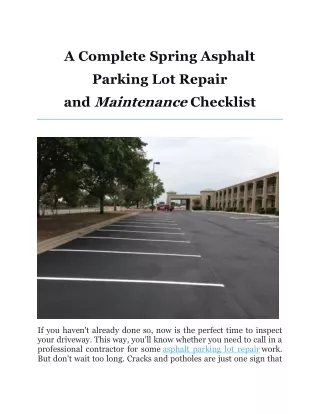 A Complete Spring Asphalt Parking Lot Repair and Maintenance Checklist