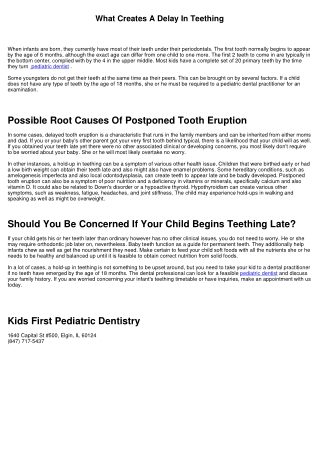 What Causes A Hold-up In Teething