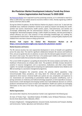 bio plasticizer market development industry