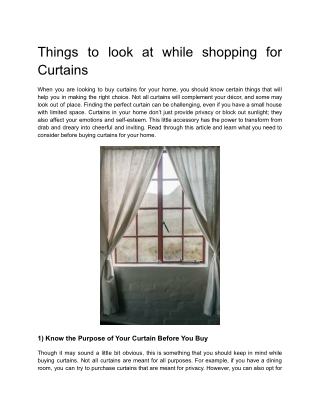 Things to look at while shopping for Curtains | Voila Voile