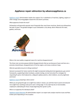 Appliance repair edmonton by advanceappliance.ca