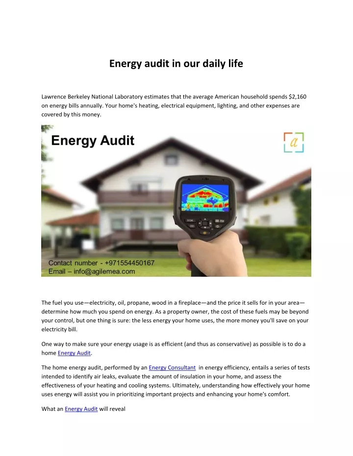 energy audit in our daily life