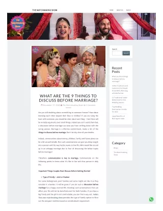 What are the 9 things to discuss before marriage