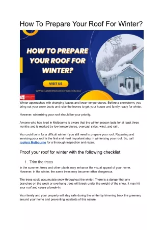 how to prepare your roof for winter