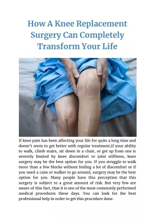 change your life with knee replacement surgery