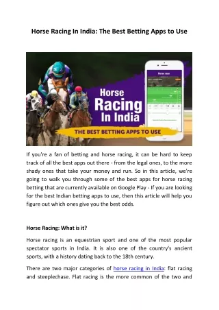 Horse Racing In India