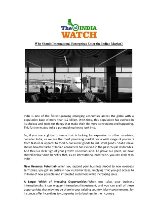 Why Should International Enterprises Enter the Indian Market