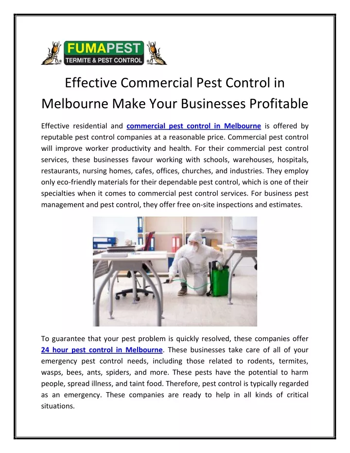 effective commercial pest control in melbourne