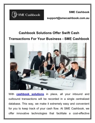Cashbook Solutions Offer Swift Cash Transactions For Your Business - SME Cashbook