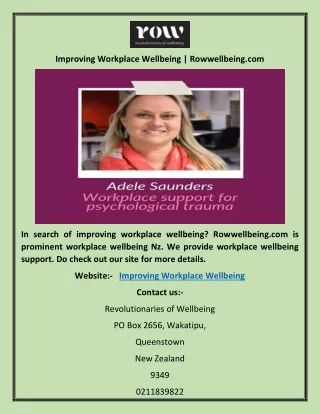 Improving Workplace Wellbeing | Rowwellbeing.com