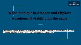 What is unique in Amazon and Flipkart warehouse & viability for the same (1)