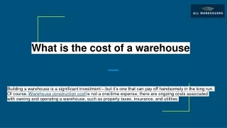 What is the cost of a warehouse