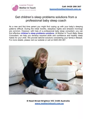 Get children’s sleep problems solutions from a professional baby sleep coach