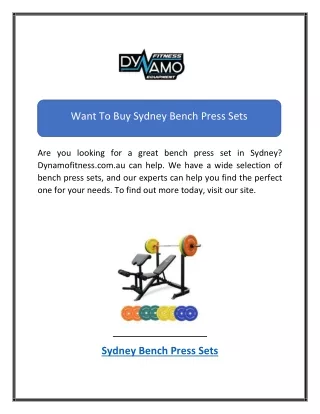 want to buy sydney bench press sets