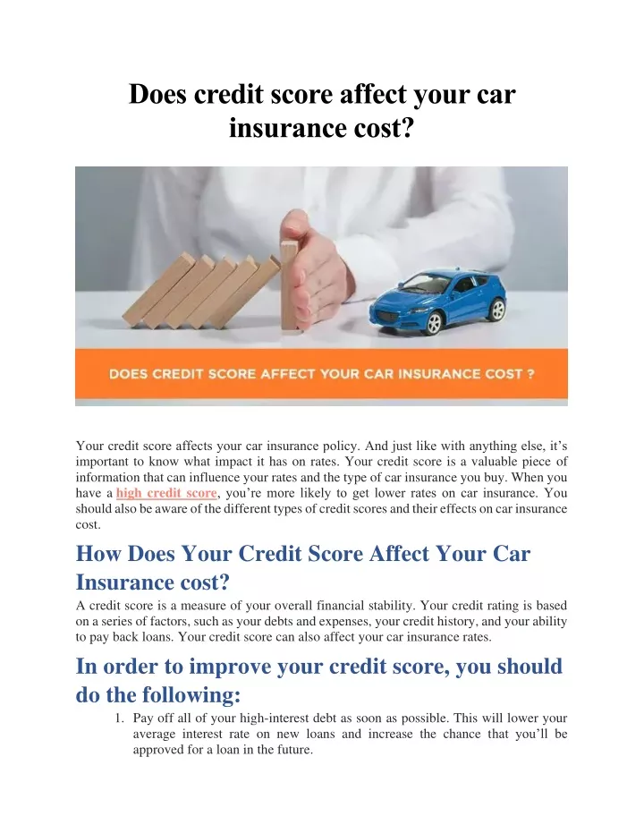 does credit score affect your car insurance cost