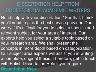 dissertation help from professional academic writers