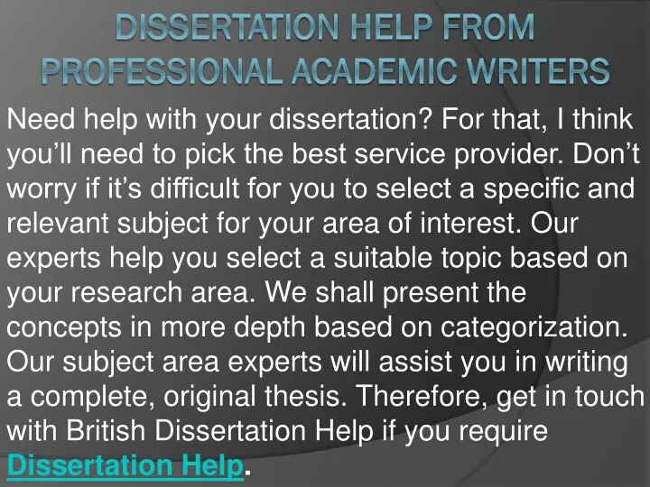 dissertation help from professional academic writers