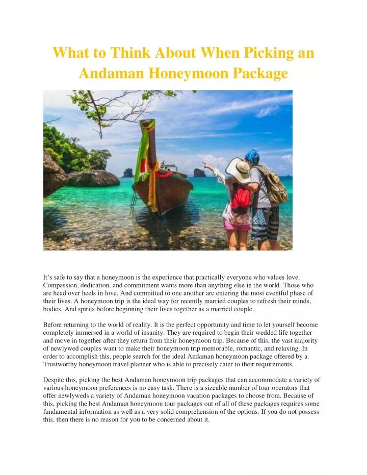 what to think about when picking an andaman