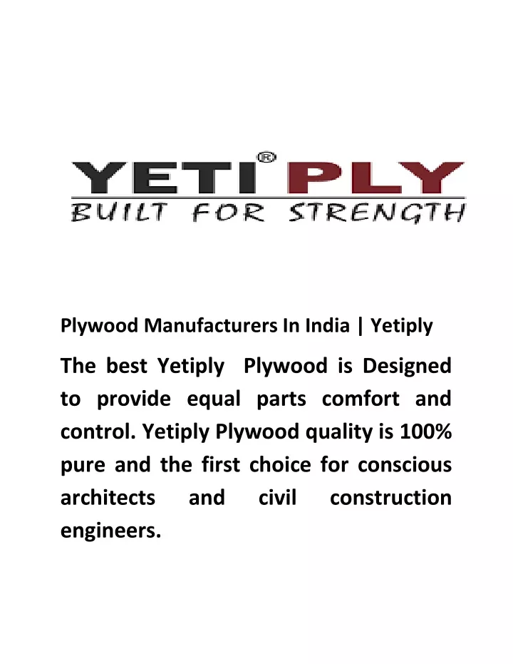 plywood manufacturers in india yetiply