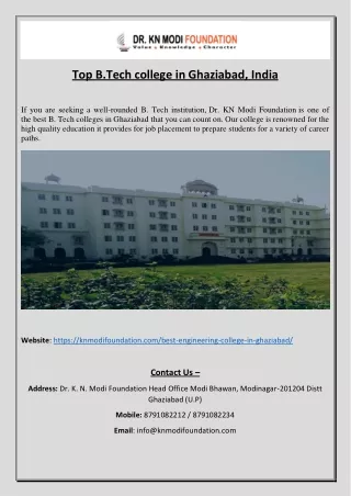 Top B.Tech College In Ghaziabad, India